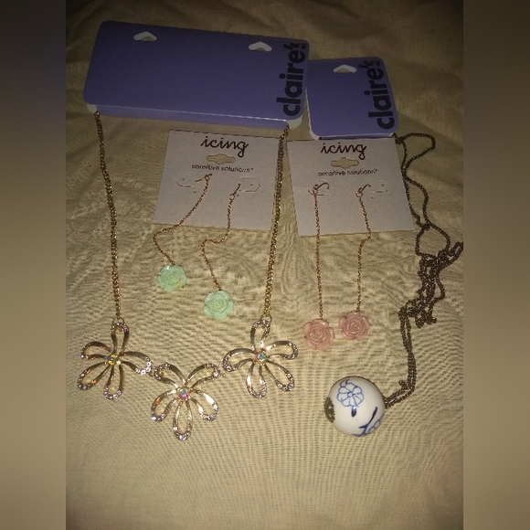 Icing Jewelry - NWTs 4 Pieces of Jewelry, Two Pairs of Earrings, Two Necklaces, Claire's…